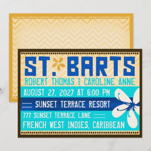 ST. BARTS Destination Invitation Kaart (Voorkant / Achterkant)