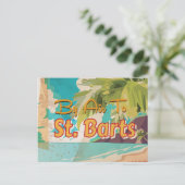 St. Barts Vintage Reisposter Briefkaart (Staand voorkant)