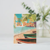 St. Barts Vintage Reisposter Briefkaart (Staand voorkant)