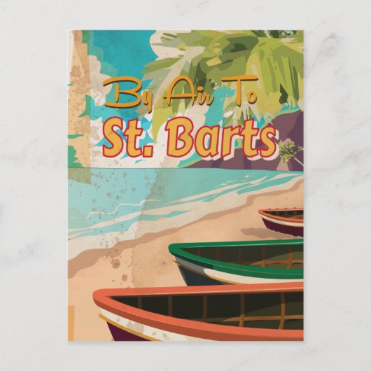 St. Barts Vintage Reisposter Briefkaart (Voorkant)