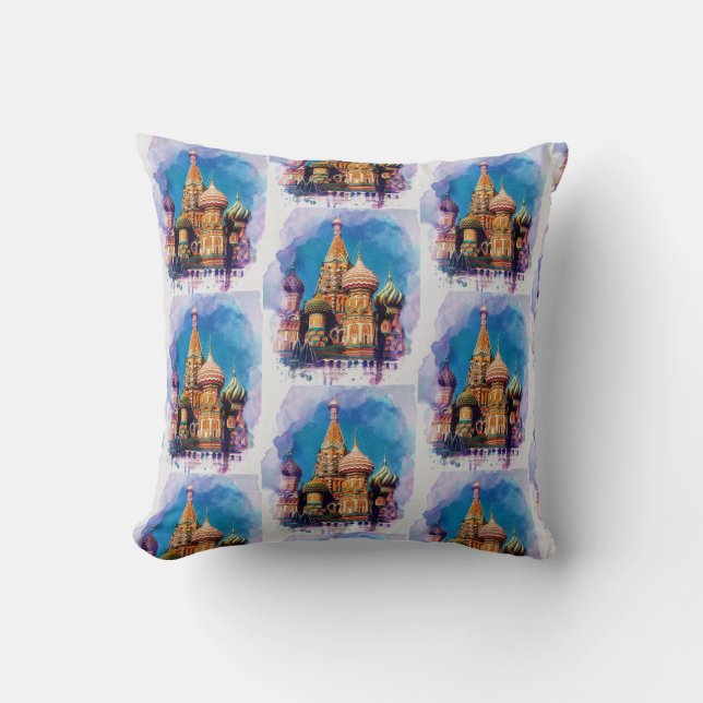 St Basil Cathedral Moscow Canvas Sierkussen (Voorkant)