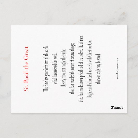 St. Basil de Grote Prayer-kaart Briefkaart (Achterkant)