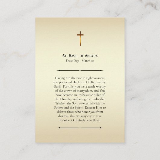 St. Basil of Ancyra Orthodox Christian Prayer Card Plaatskaartje (Achterkant)