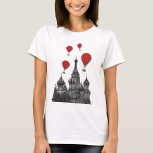 St. Basil's Cathedral en Red Hot Air-ballonnen T-shirt