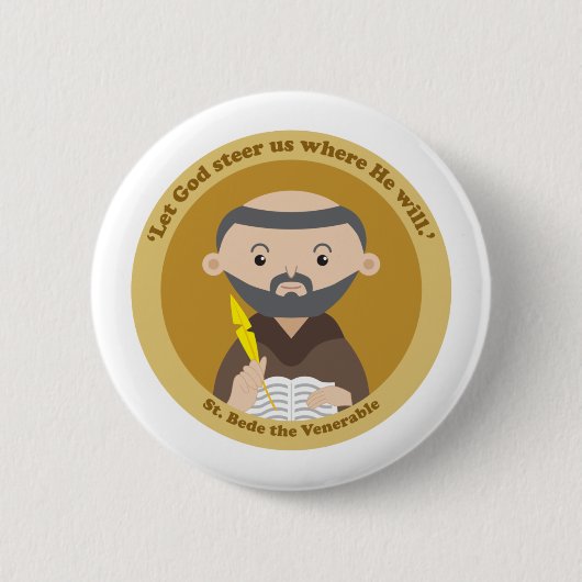 St. Bede the Venerable Ronde Button 5,7 Cm (Voorkant)
