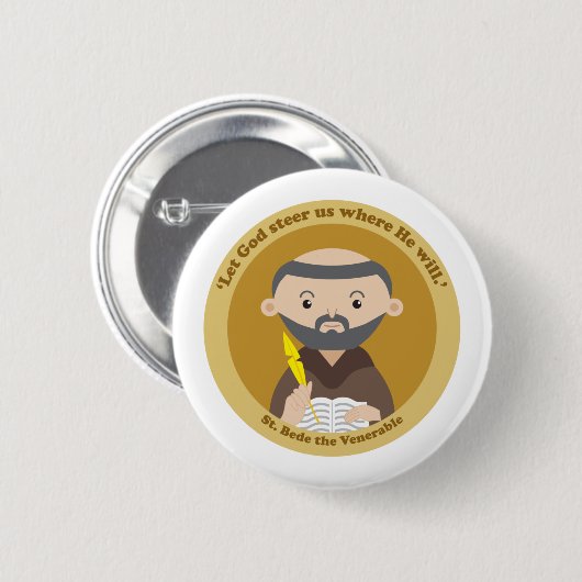 St. Bede the Venerable Ronde Button 5,7 Cm (Voorkant /achterkant)