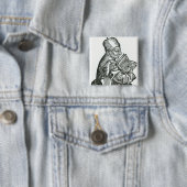 St. Bede uit "Liber Chronicarum" Vierkante Button 5,1 Cm (In situ)
