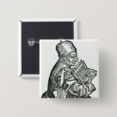 St. Bede uit "Liber Chronicarum" Vierkante Button 5,1 Cm (Voorkant /achterkant)