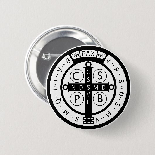 St. Benedict ""Devil-Chasing"-medaille Ronde Button 5,7 Cm (Voorkant /achterkant)