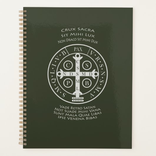 St. Benedict-medaille met Latijns gebeden Planner (Voorkant)