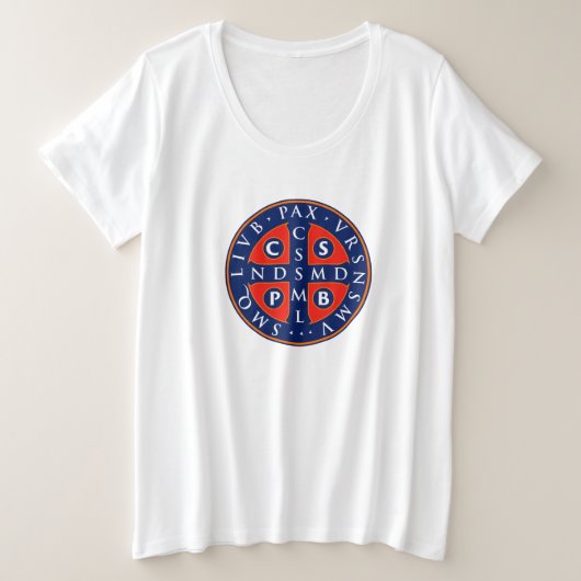 St. Benedict medaille ontwerp Grote Maat T-shirt (Design voorkant)
