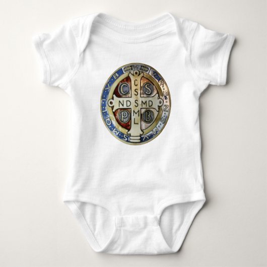 St Benedict Medal Baby Onezie Romper (Voorkant)