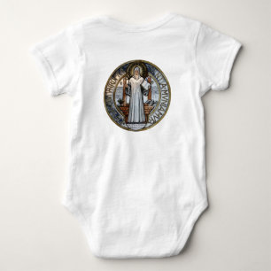 St Benedict Medal Baby Onezie  Romper