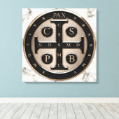 St. Benedict Medal Canvas Afdruk (Insitu (Houten vloer))