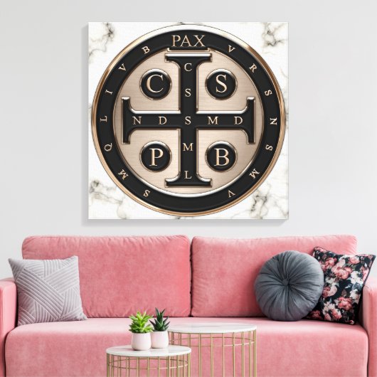 St. Benedict Medal Canvas Afdruk (Insitu (Woonkamer))