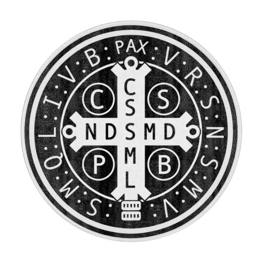 St. Benedict Medal Glass Cutting Board Snijplank (Voorkant)
