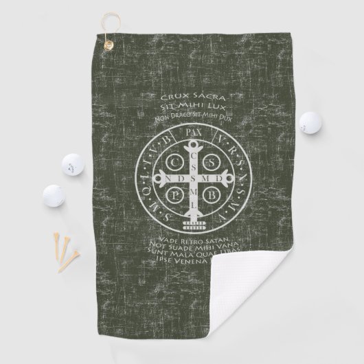 St. Benedict Medal met Latijns gebed Golfhanddoek (Insitu)