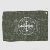 St. Benedict Medal met Latijns gebed Golfhanddoek (Horizontaal)