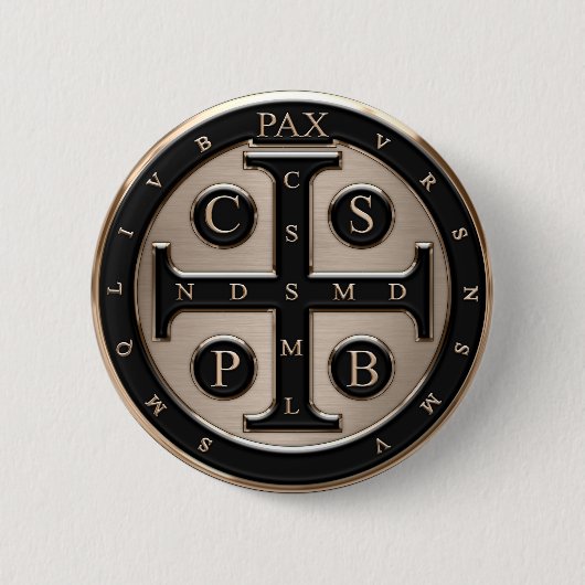 St. Benedict Medal Ronde Button 5,7 Cm (Voorkant)