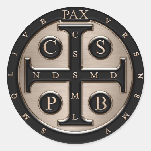 St. Benedict Medal Ronde Sticker (Voorkant)