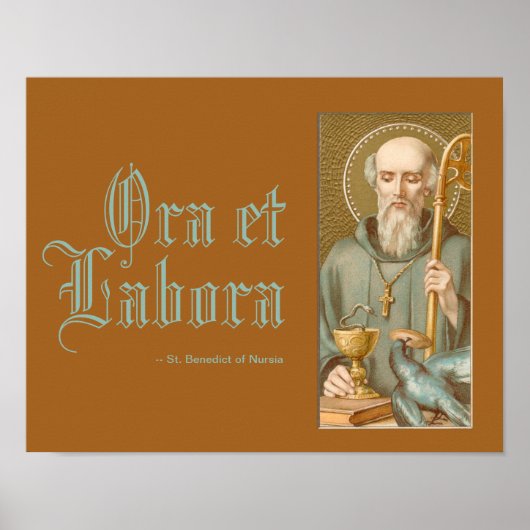 St. Benedict of Nursia (JM 07; Latin Motto) Poster (Voorkant)