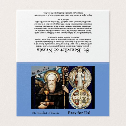  St. Benedict of Nursia Prayer Card Kaart (Buitenkant ongevouwen)