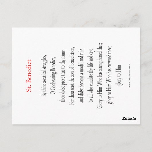 St. Benedict Prayer Card Briefkaart (Achterkant)