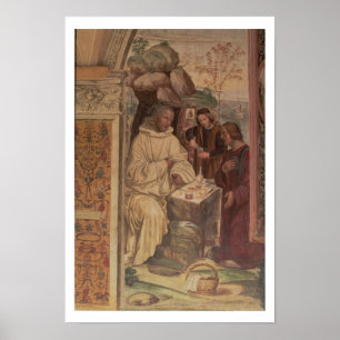 St. Benedict tegen een landschap, van het leven to Poster