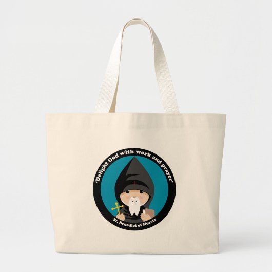 St. Benedictus Nursia Grote Tote Bag (Voorkant)