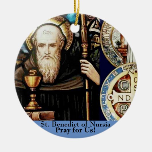 St. Benedictus Nursia Keramisch Ornament (Voorkant)