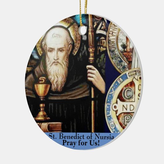 St. Benedictus Nursia Keramisch Ornament (Links)