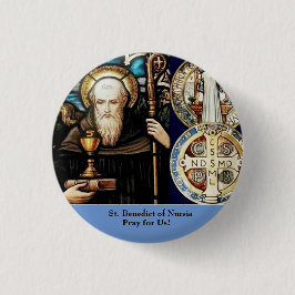 St. Benedictus Nursia Ronde Button 3,2 Cm