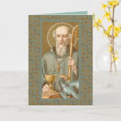 St. Benedictus of Nursia (JM 07) Blank begroet/Not Kaart (Gele Bloem)