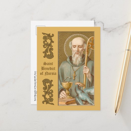 St. Benedictus of Nursia (JM 07) Briefkaart (Voorkant / Achterkant in situ)