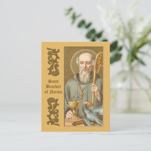 St. Benedictus of Nursia (JM 07) Briefkaart (Staand voorkant)