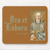 St. Benedictus of Nursia (JM 07; Latijnse Motto) Muismat (Voorkant)