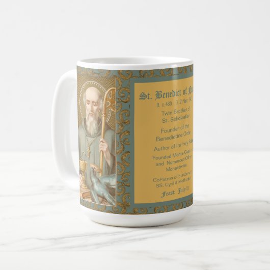 St. Benedictus of Nursia (JM 07; Stijl 2) Koffiemok (Voorkant links)