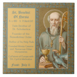 St. Benedictus of Nursia (JM 07) Tegeltje