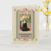 St. Bernadette Katholieke Religieuze Heilige Nun Kaart (Gele Bloem)