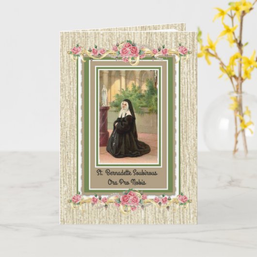 St. Bernadette Katholieke Religieuze Heilige Nun Kaart (Gele Bloem)
