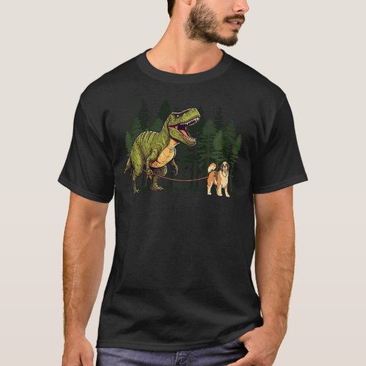 St. Bernard Dinosaur T-Rex Walking Funny Dog Trex T-shirt (Voorkant)
