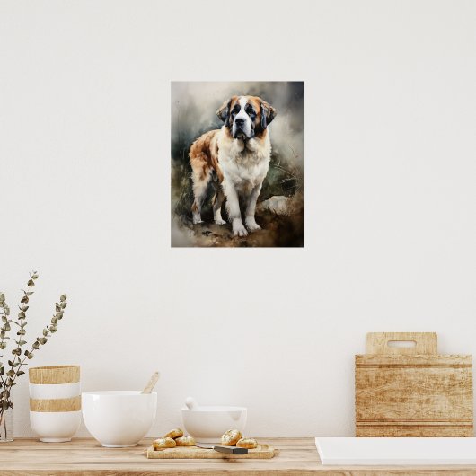 St. Bernard Dog Art Print Poster (Keuken)
