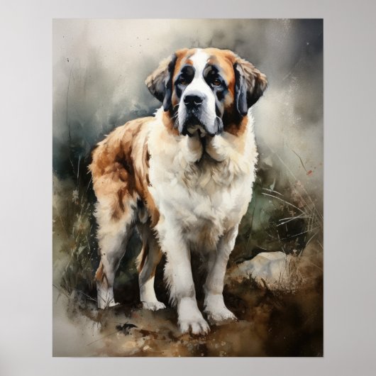 St. Bernard Dog Art Print Poster (Voorkant)