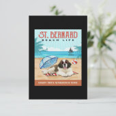 St Bernard Dog Beach Life Funny St Bernard Lover Bedankkaart (Staand voorkant)
