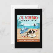 St Bernard Dog Beach Life Funny St Bernard Lover Bedankkaart (Voorkant / Achterkant)