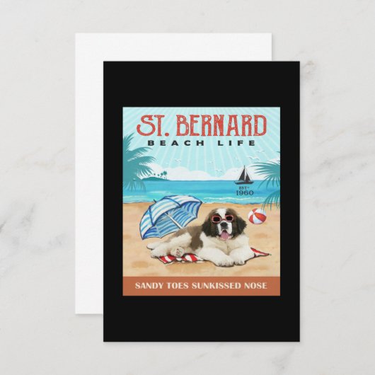 St Bernard Dog Beach Life Funny St Bernard Lover Bedankkaart (Voorkant / Achterkant)