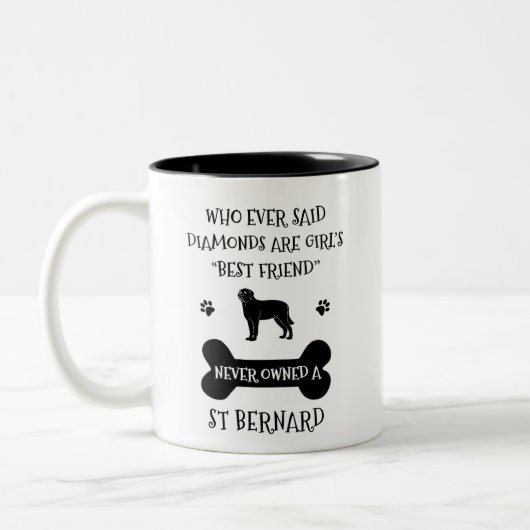 St Bernard Dog Best Friend Tweekleurige Koffiemok (Links)