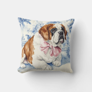 St. Bernard Dog Blue Toile Kussen