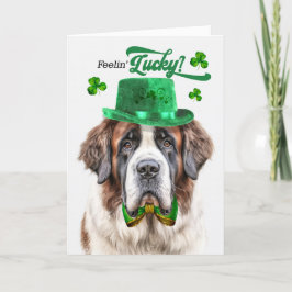 St. Bernard Dog Feelin' Lucky St. Patrick's Day Feestdagen Kaart