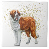 St Bernard Dog Gold Confetti Tegeltje (Voorkant)